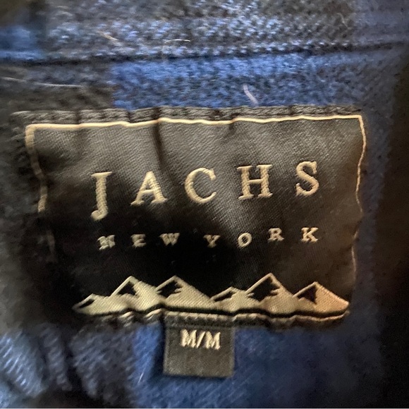 Jachs blue black cotton plaid flannette button up shirt Sz M - Picture 5 of 9